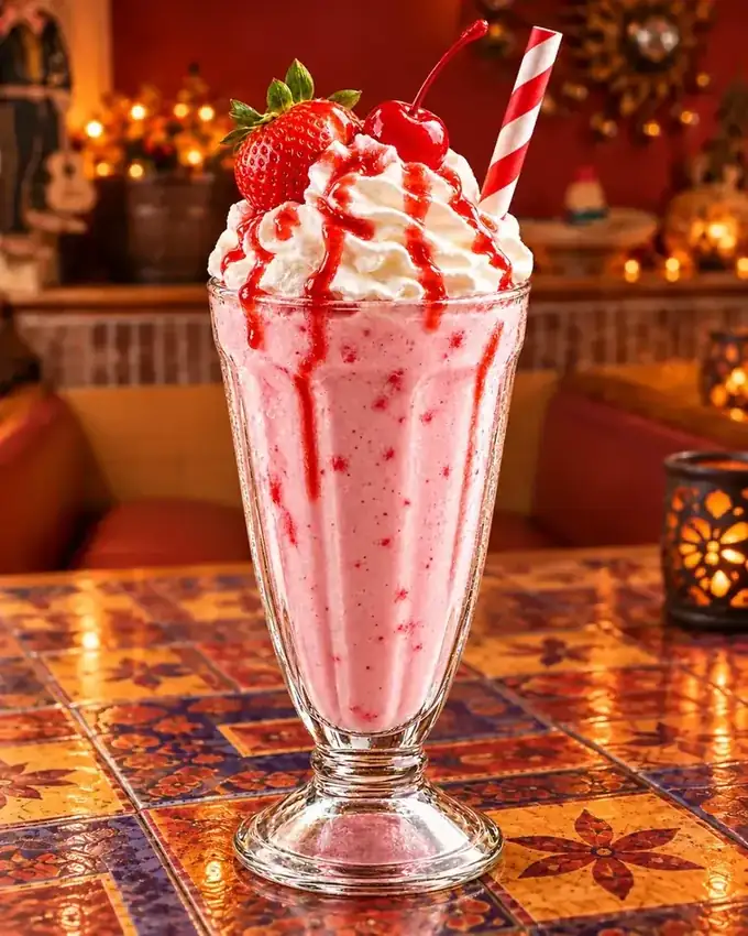 Malteada de fresa de La Parrilla Tap